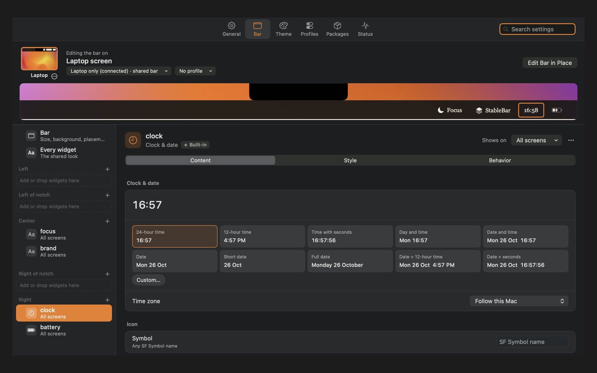 StableBar screenshot