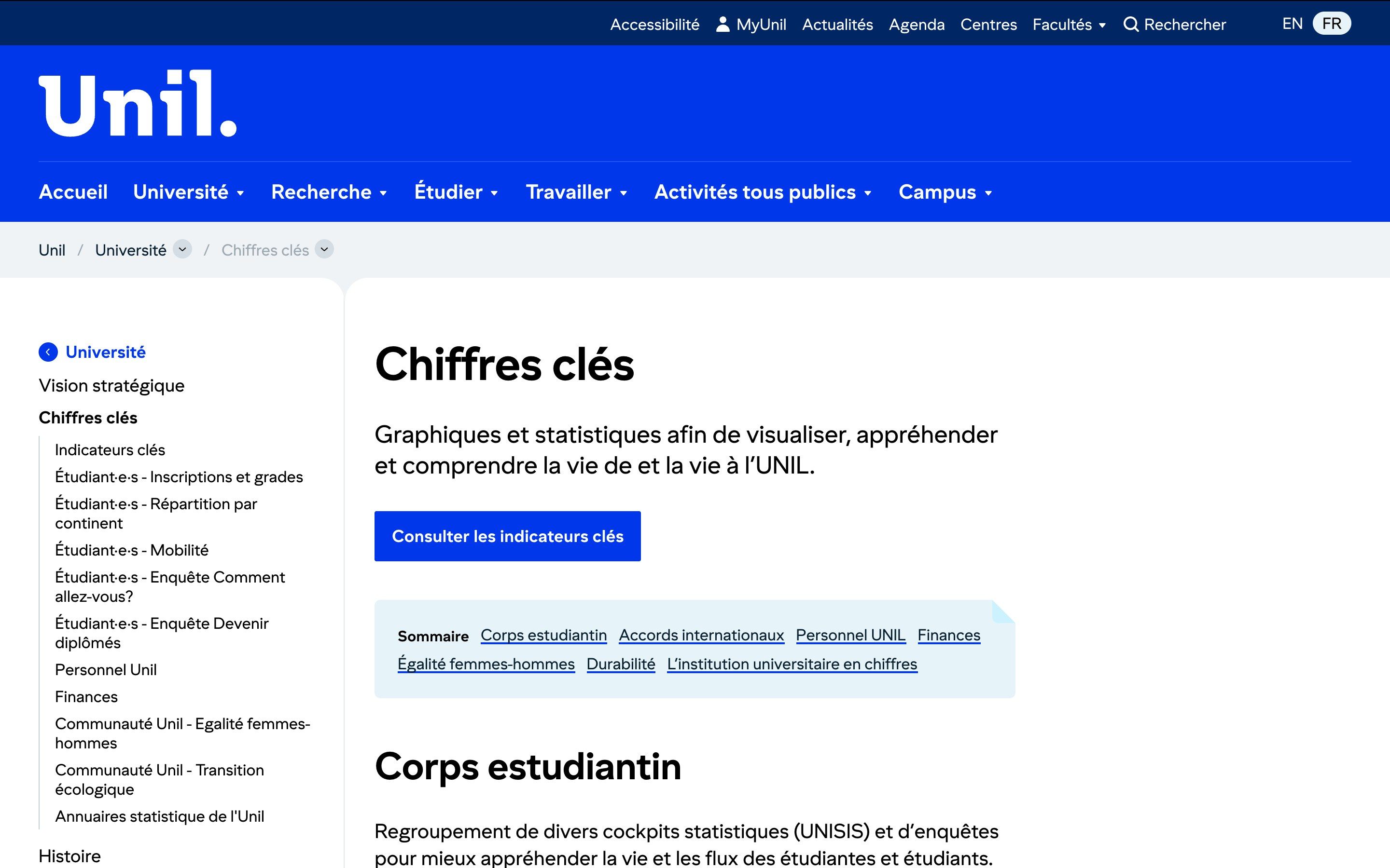 Unil website