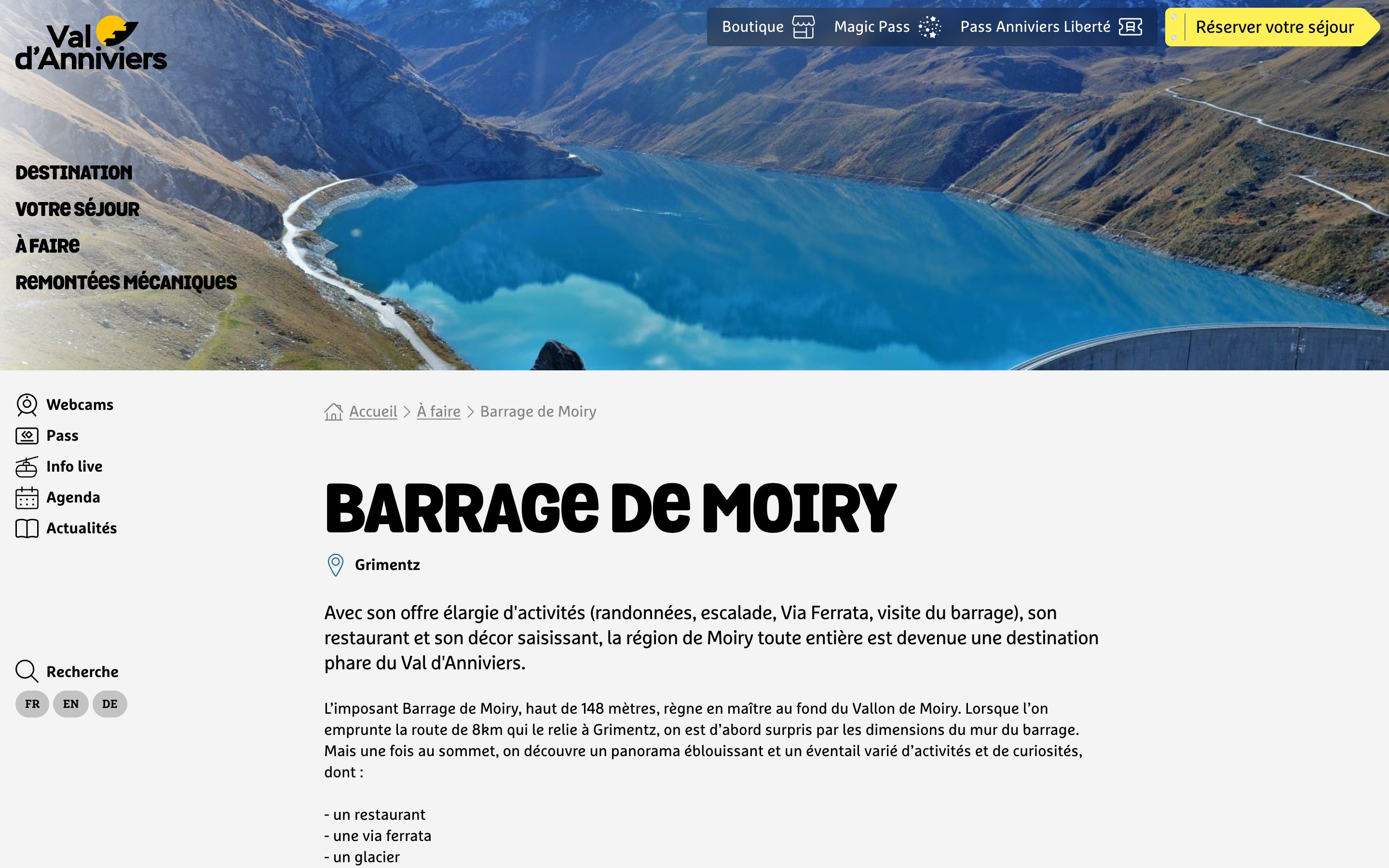 Sierre Anniviers website