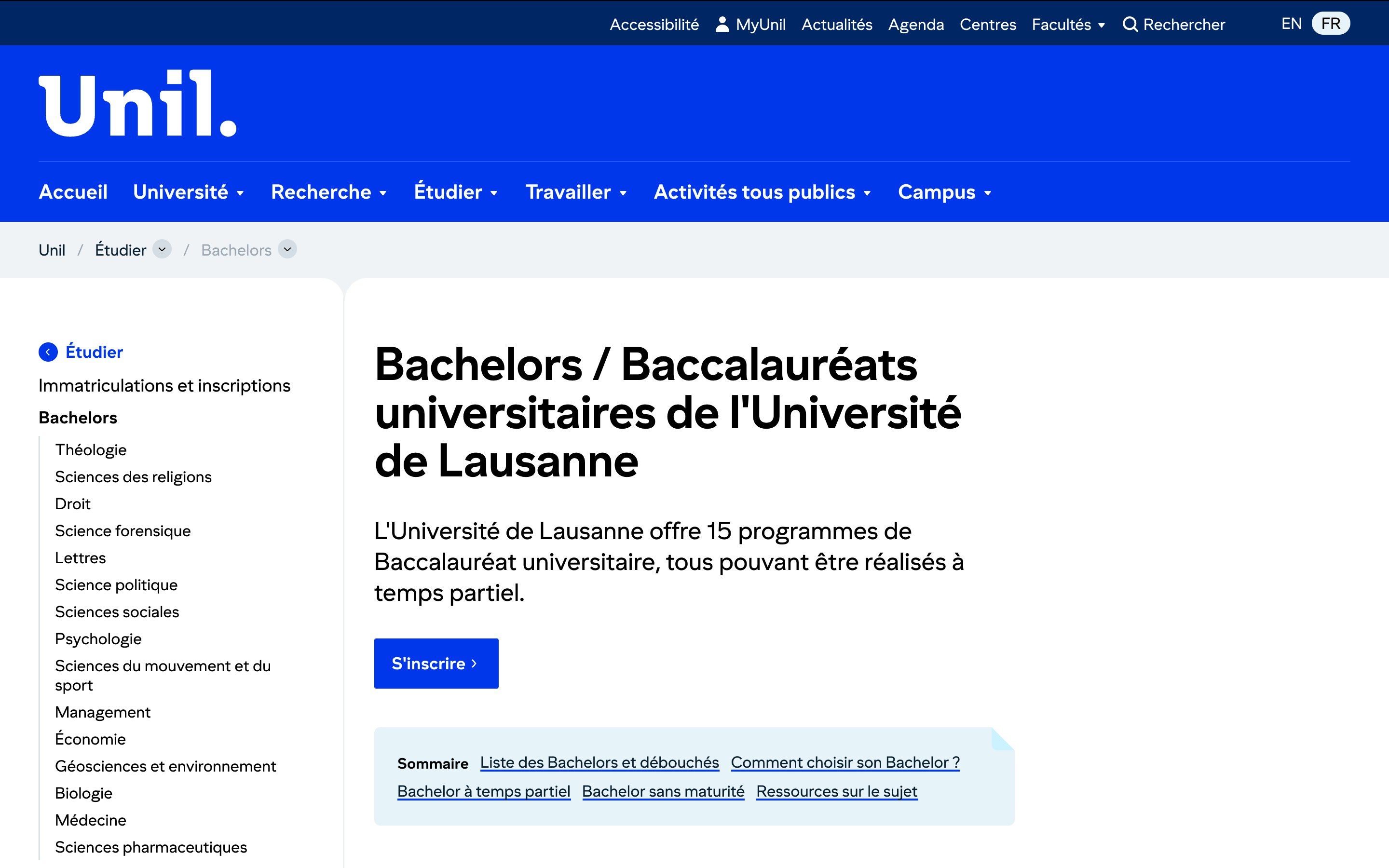 Unil website
