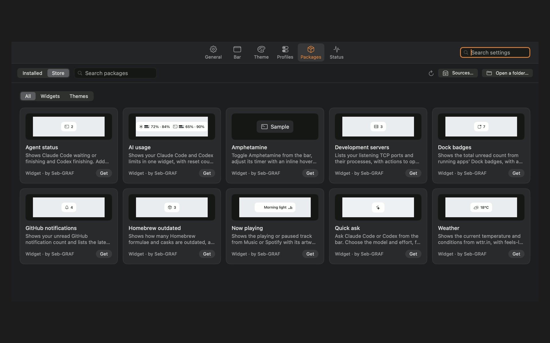 StableBar screenshot