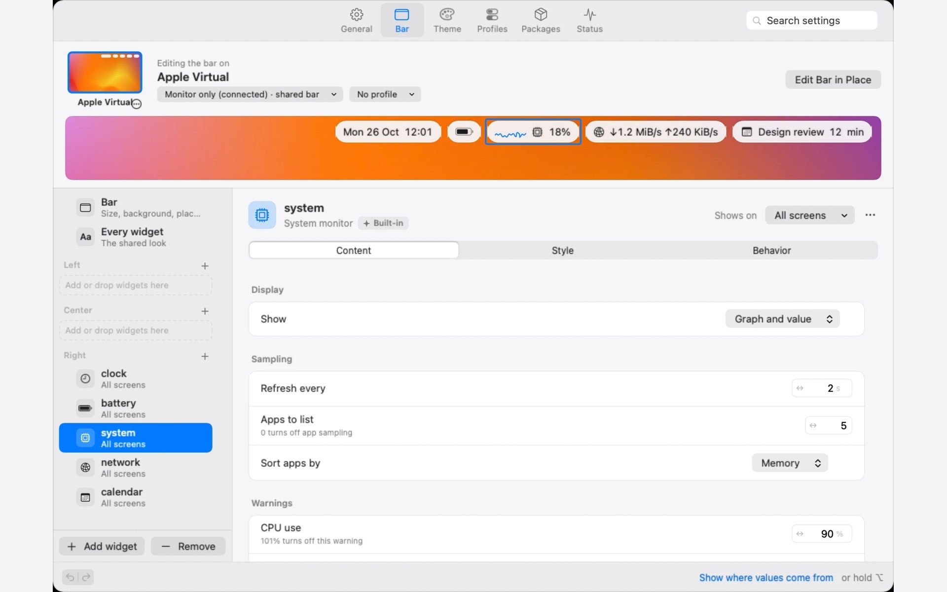 StableBar screenshot