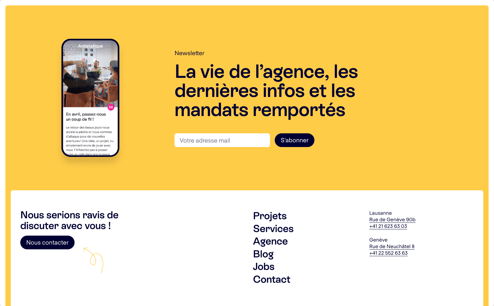 Screenshot of antistatique.ch projects page