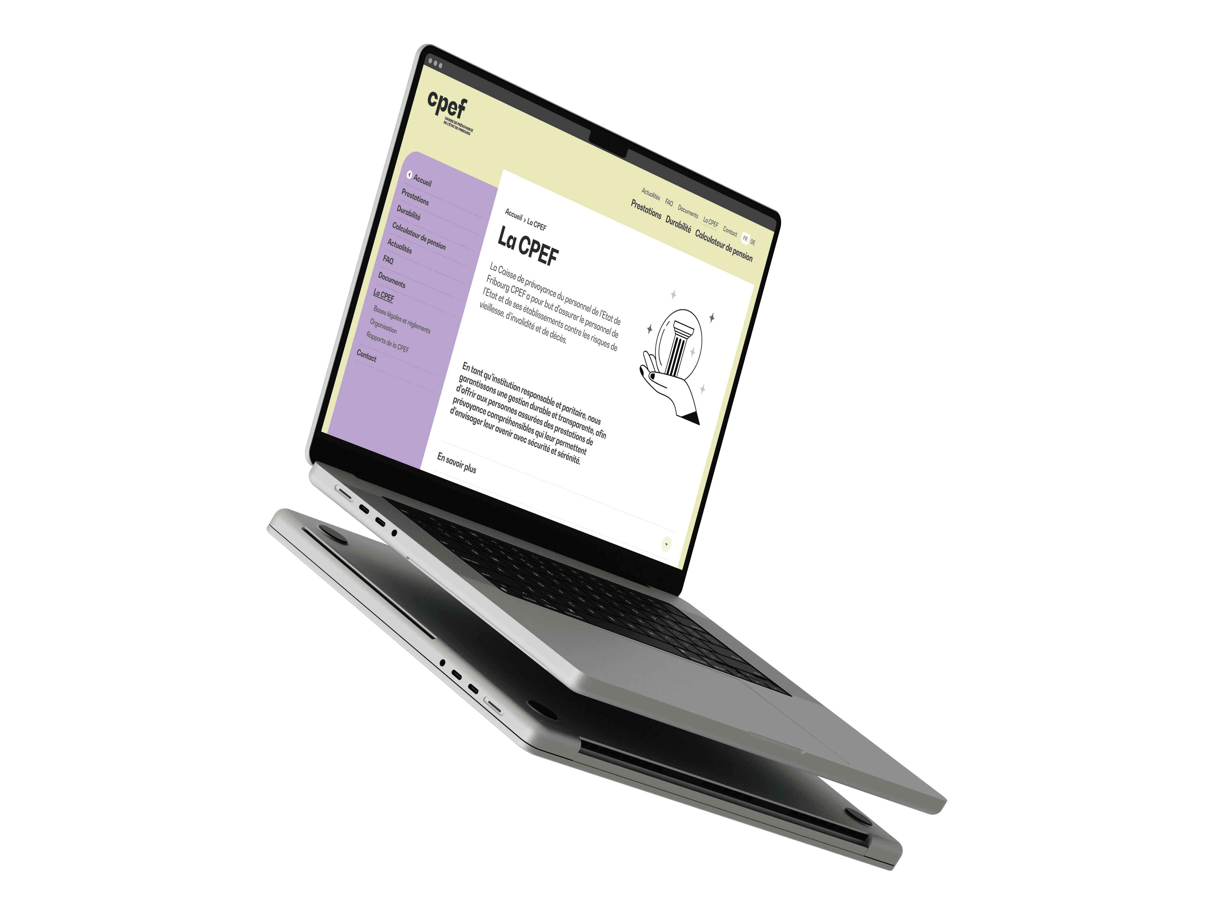 Homepage of cpef.ch on an MacBook