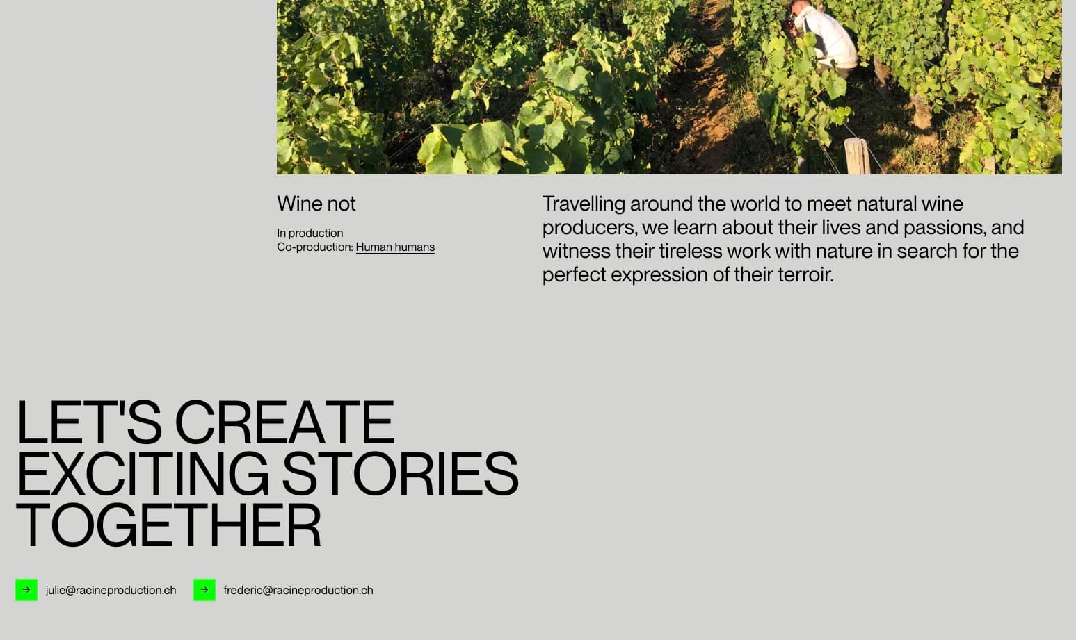 Screenshot of racine website on a mackbook mockup